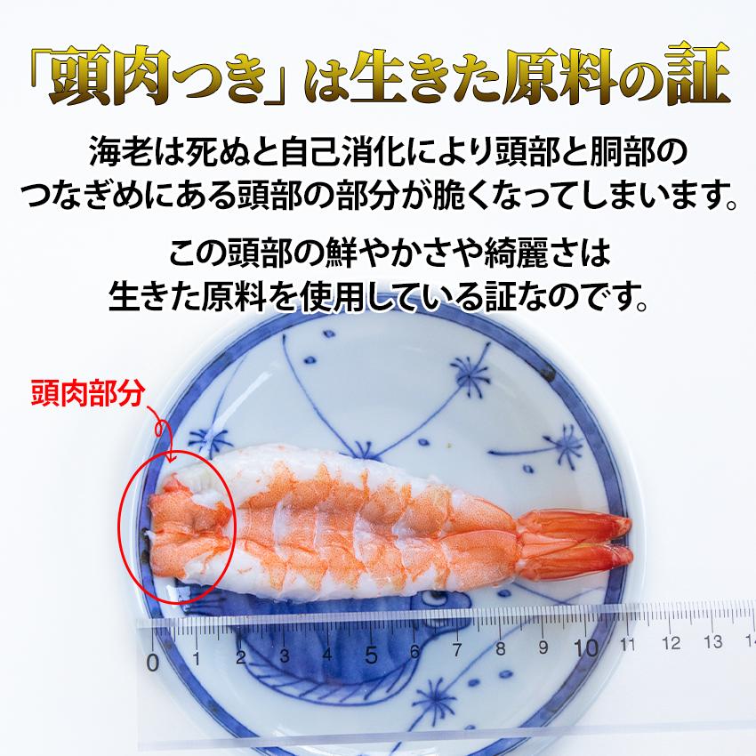寿司海老 バナメイ 頭肉付 9LHサイズ 20枚入り 260グラム 冷凍