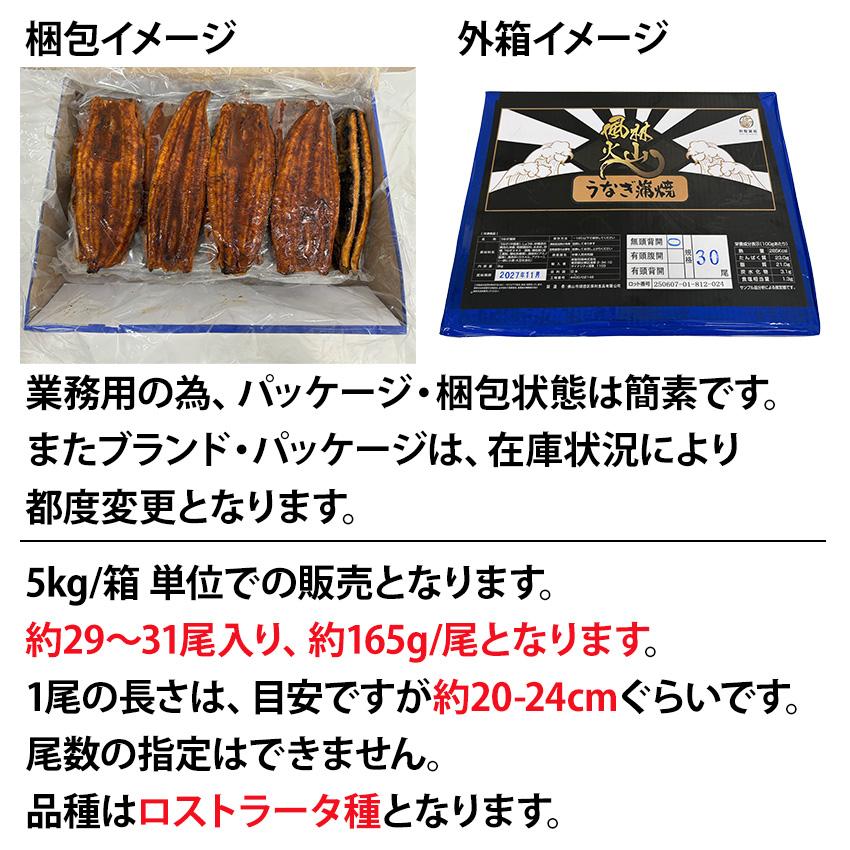 鰻の蒲焼 5kg 無頭 背開き 業務用 約29〜31尾入 1尾約165g (10kg 60尾