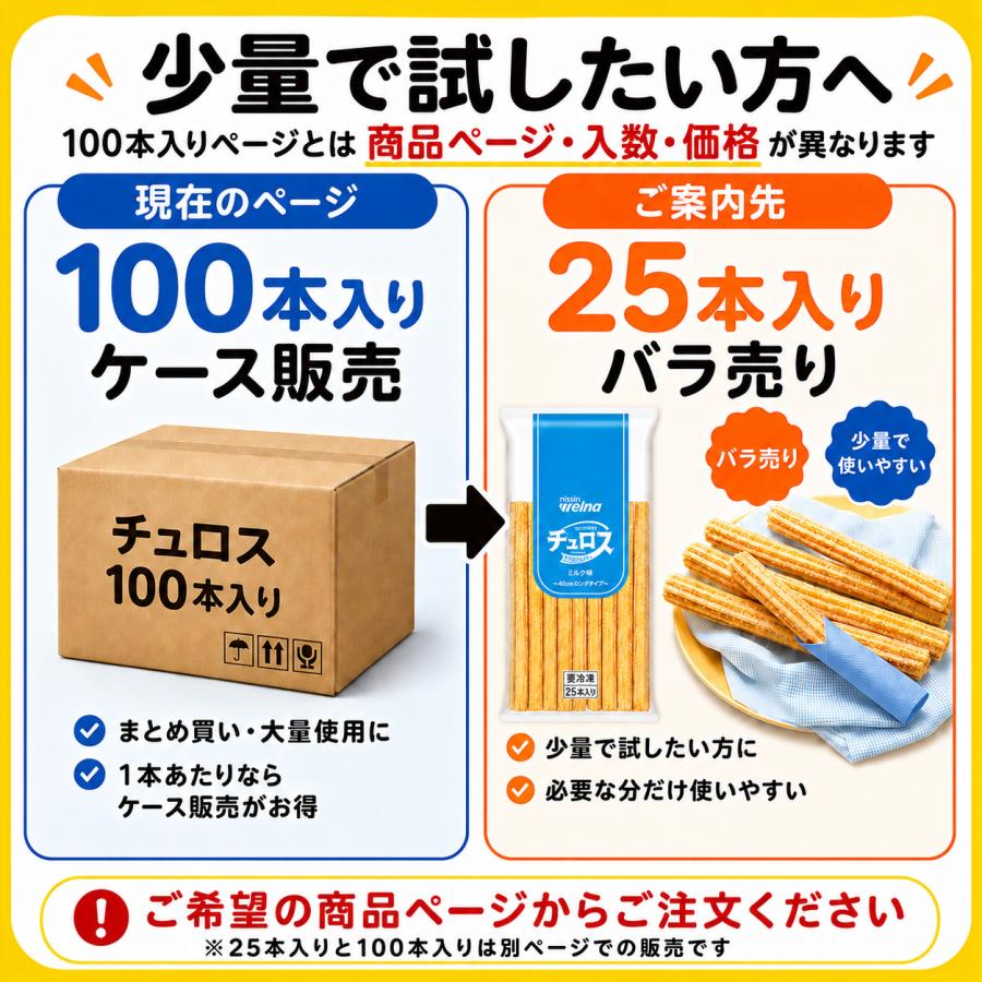 日清製粉ウェルナ ロング チュロス ミルク味 40センチ 100本 揚げない