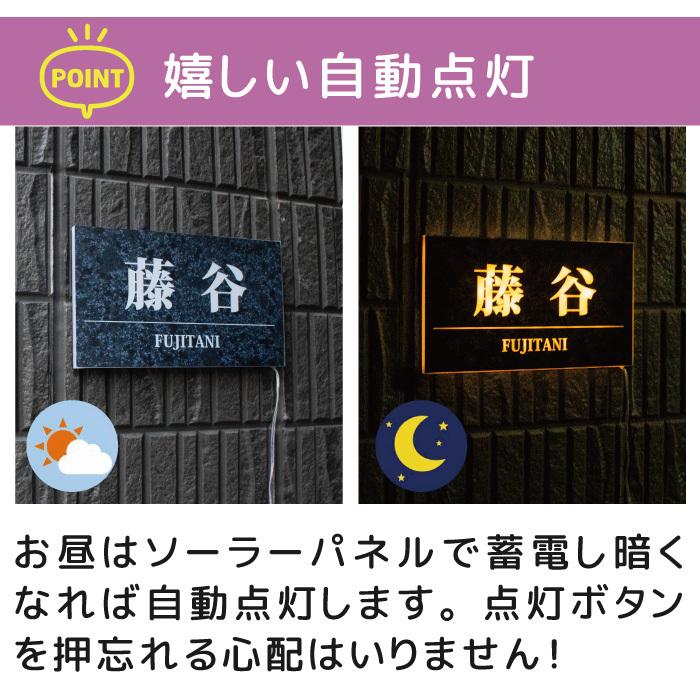 表札 オーダーメイド 光る表札 オリジナル おしゃれ デザイン LED ライト ソーラー 照明 太陽光 自動点灯 戸建 マット 看板 表札24 ...