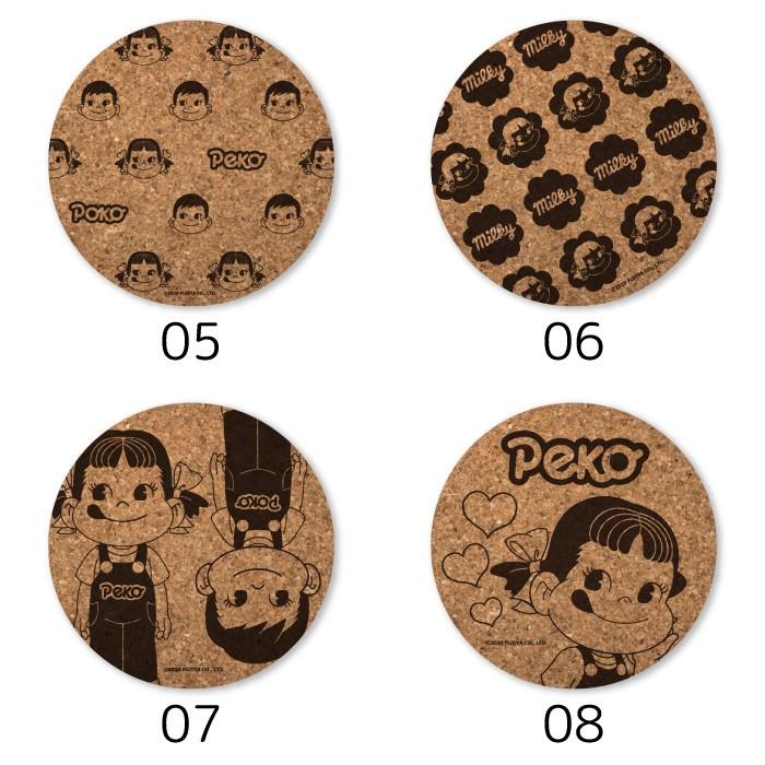 こーちゃん!月影4枚セット! コルクコースター ペコちゃん 4枚セット コルク デザイン 丸型 角型