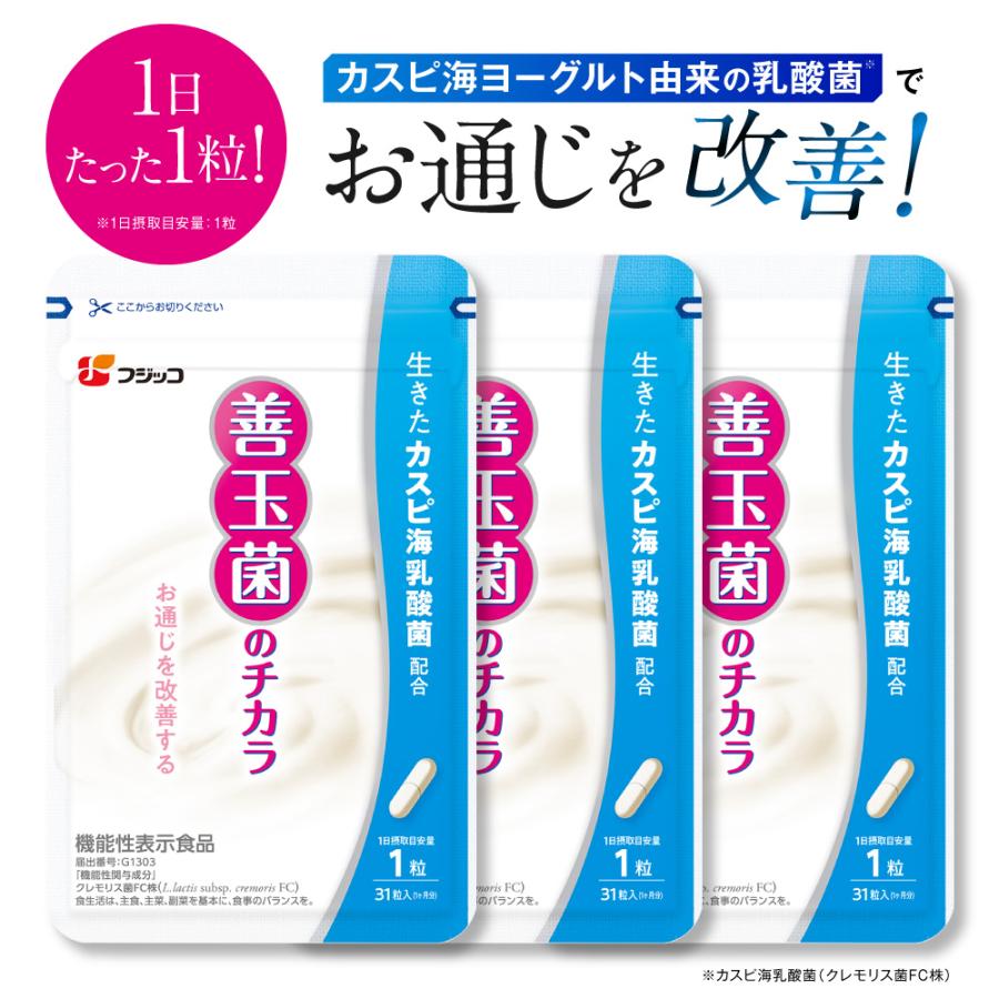 公式】フジッコ 善玉菌のチカラ 3袋セット（1袋31粒入り/約1ヶ月分
