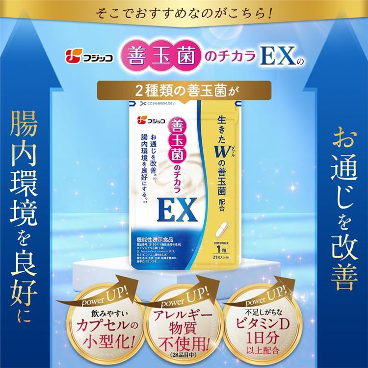 フジッコ 善玉菌のチカラEX 3袋 公式】フジッコ 善玉菌のチカラEX 3袋セット（1袋31粒入り）便秘対策