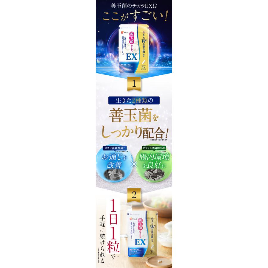 公式】フジッコ 善玉菌のチカラEX 3袋セット（1袋31粒入り）便秘対策