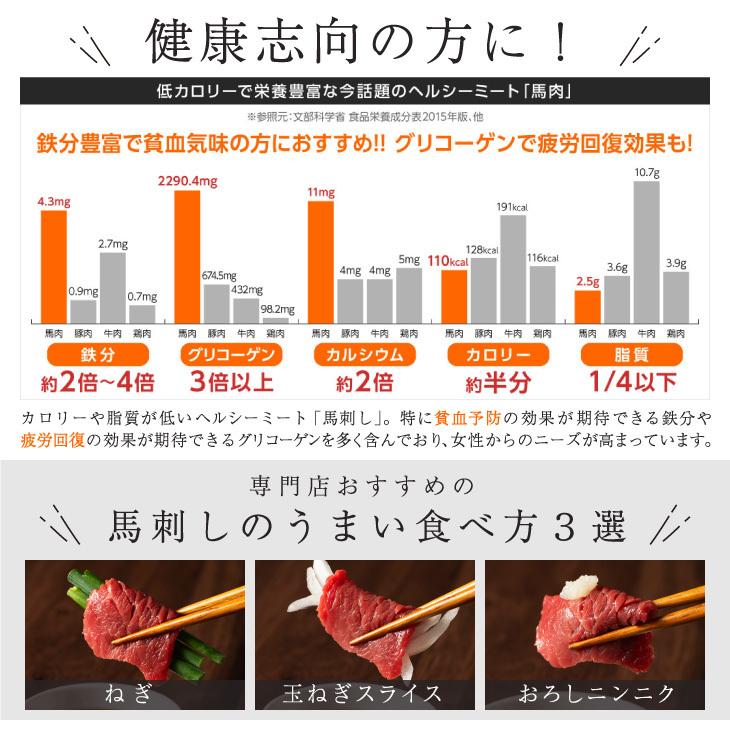 ≪送料無料≫フジチク ふじ馬刺し 大トロ 中トロ 上赤身 3点セット 各100g×1P 計300g 4〜6人前(たれ・生姜付) 肉 馬肉 馬刺し|fujichiku|06