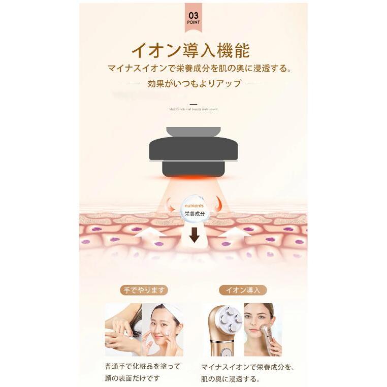 美顔器 美顔ローラー 毛穴ケア EMS 目元  5in1 フェイシャル 小顔 電動 家電 美容家電 毛穴ケア イオン導入 美肌 角質ケア 父の日 プレゼント ギフトの画像