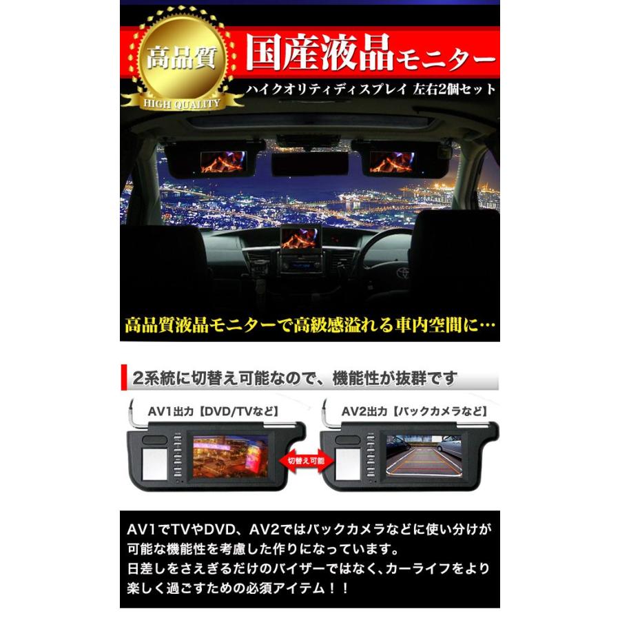 サンバイザーモニター TFT液晶モニター 大画面7インチ ブラック 入荷