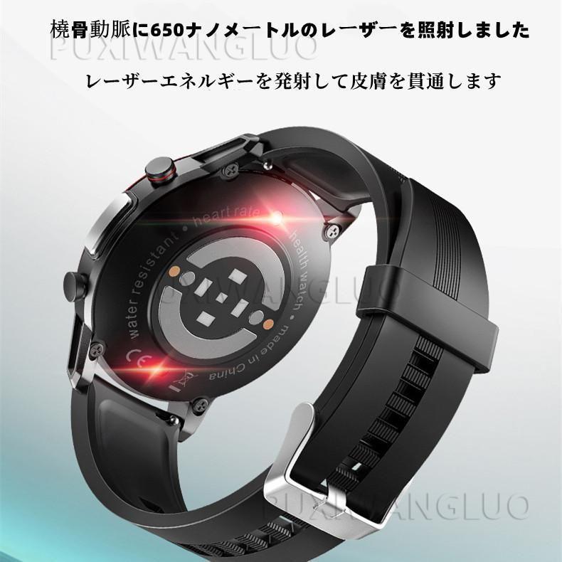 「期間限定セール」スマートウォッチ 日本製 センサー 心電図ECG 24時間体温監視 レーザーヘルス 歩数計 血圧血中酸素測定 着信アラーム プレゼント 