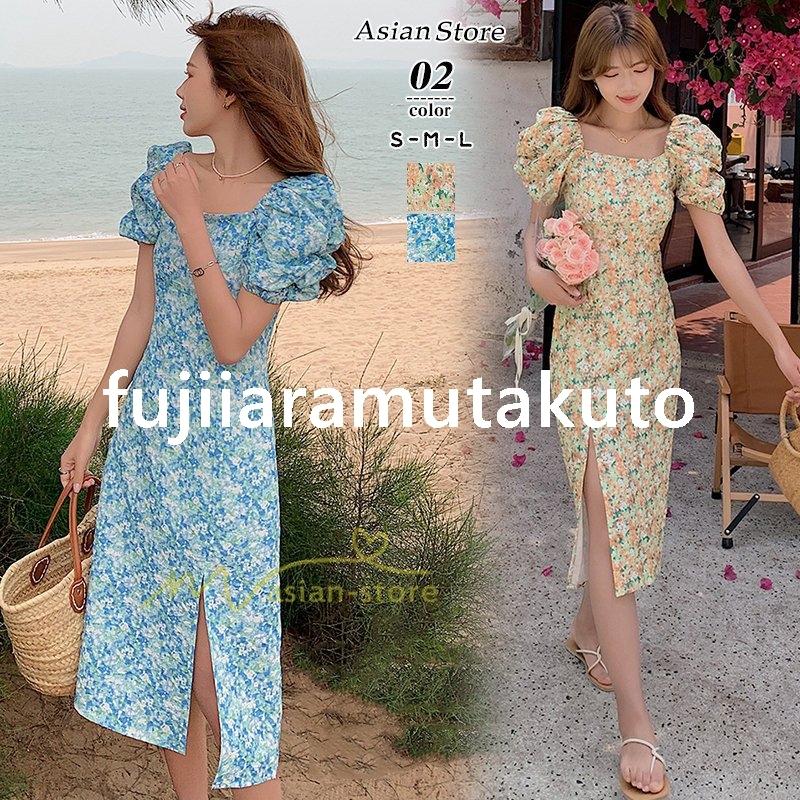 ワンピース レディース 花柄ワンピース キレイめ 夏 半袖 ワンピ 花柄 ロング丈ワンピ オシャレ 着痩せ 通勤 上品 スリット 代30代40代 エレガント カジュアル 激安特価