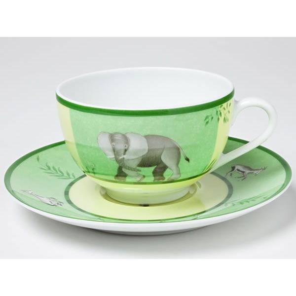 送料無料】エルメス/HERMES アフリカ グリーン ティーカップ＆ソーサー