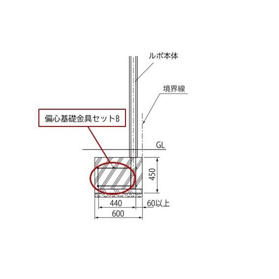 門袖ルポ専用施工部品 偏心基礎金具セットB 門柱 袖壁 ディーズパティオ門壁｜fujiju