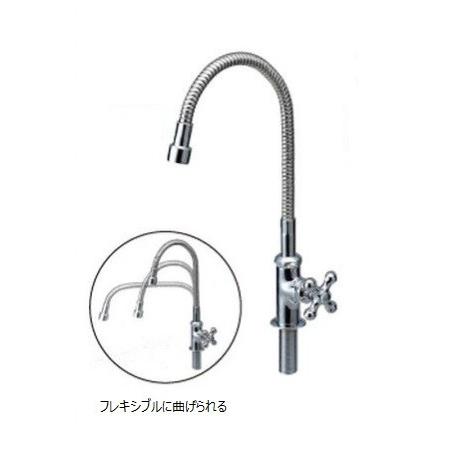 水栓蛇口 スワンフレキB フレキシブルに曲げられる水栓金具 泡沫金具付き ナット固定タイプ クロームメッキ 屋外用ガーデンシンクに ni