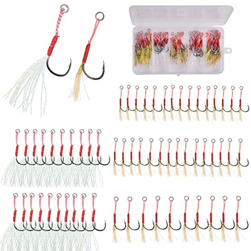 ジグアシストフック アシストフックセット ジギング ルアーアシストフック メタルジグ専用 ジグ自作 チューニング ティンセル装備 赤黄2色 こそあど雑貨 通販 Yahoo ショッピング