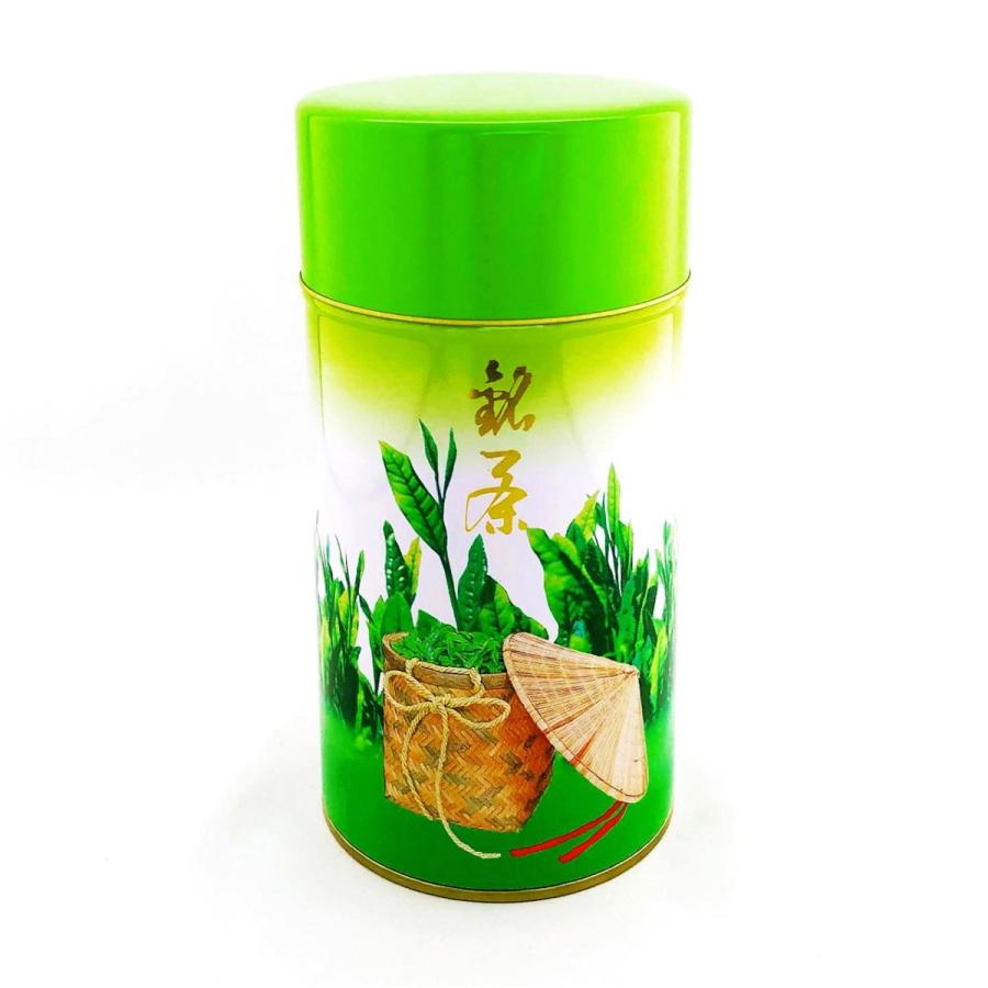 大きめ茶缶 300g カゴ缶 中蓋付き 茶筒 保存缶 茶葉入れ 密封容器 乾物