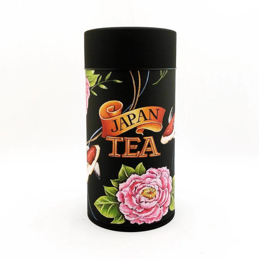 茶缶 JAPAN TEA 鯉と鞠 200g缶 中蓋付き 和の茶筒 茶筒 保存缶 高級感