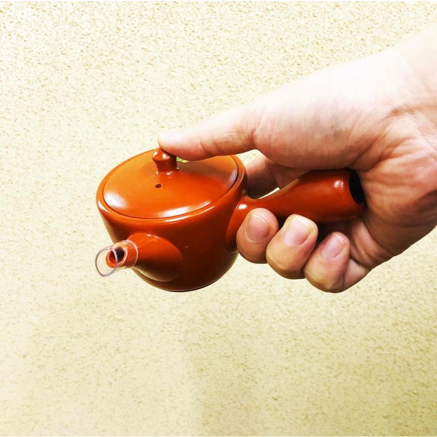 高級茶用急須 小急須 常滑焼 竹春 ポコアミ急須 180ml ポコ網 朱泥