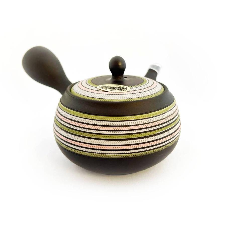 急須 常滑焼 春秋窯 三色飛び鉋 340ml 板アミ急須 でるアミ急須 高級