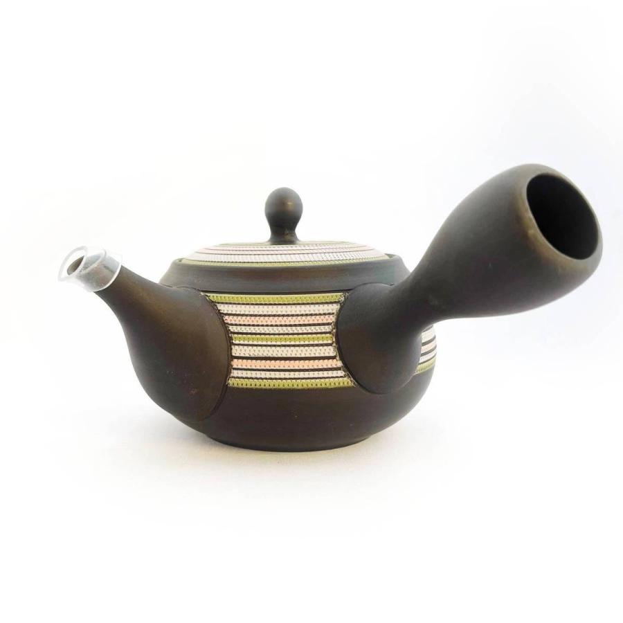 急須 常滑焼 春秋窯 三色飛び鉋 340ml 板アミ急須 でるアミ急須 高級