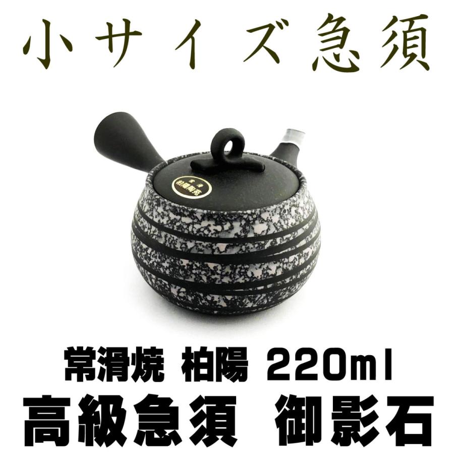 高級茶用急須 小急須 220ml 常滑焼 柏陽窯 御影石 筋彫り さわやかアミ