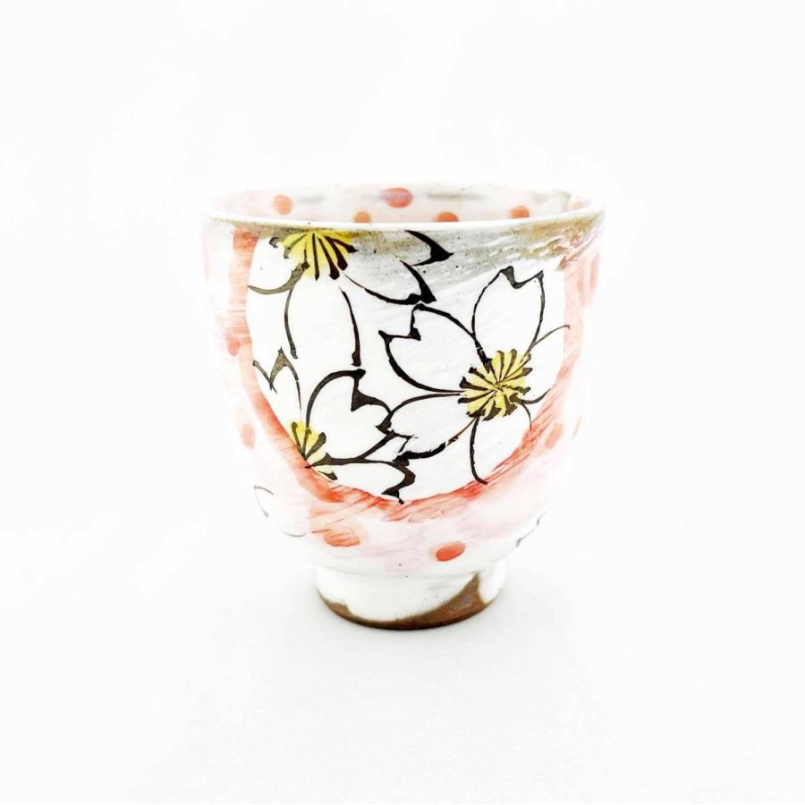 波佐見焼 夫婦湯呑 単品販売 手描き桜 赤200ml 青220ml ペア湯呑