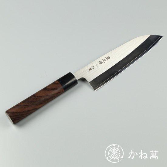 高級名入れ包丁豊之誉「紫檀」三徳包丁（万能包丁） 165mm（両刃