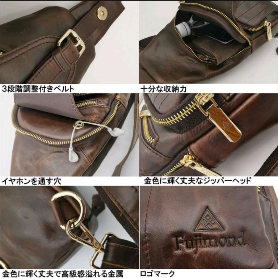 Fujimond ミッチス 本革 ボディバッグ ショルダーバッグ 斜め掛け