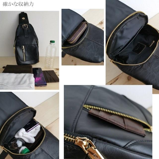 Fujimond メッシュ 本革 ボディバッグ ショルダーバッグ 斜め掛け 
