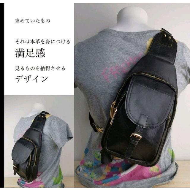 Fujimond ビレッジ 本革 ボディバッグ ショルダーバッグ 斜め掛け 