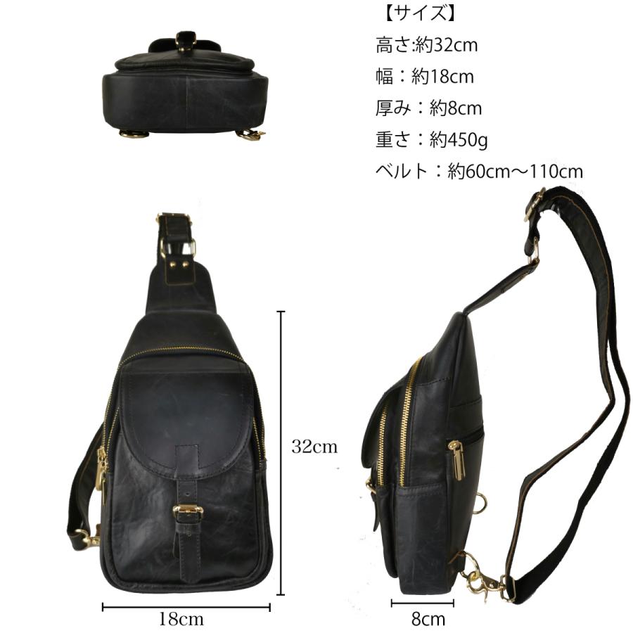 Fujimond ビレッジ 本革 ボディバッグ ショルダーバッグ 斜め掛け 