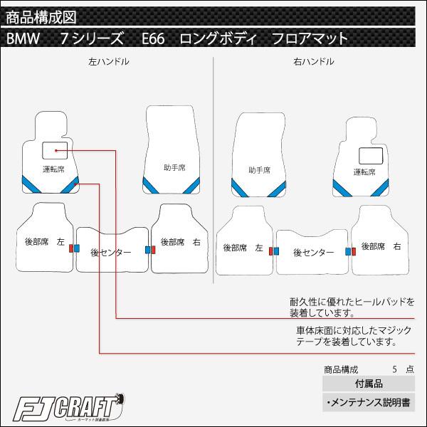 【5/15★1500円クーポン】BMW 7シリーズ セダン E65 E66 フロアマット (クロス)｜fujimoto-youhin｜05