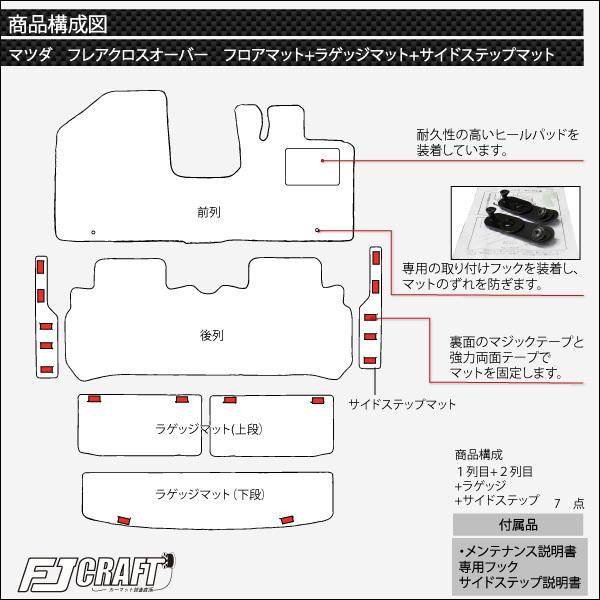 マツダ フレアクロスオーバー MS31S フロアマット ラゲッジマット サイドステップマット (クロス)｜fujimoto-youhin｜04