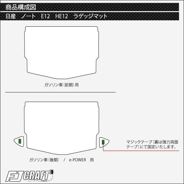日産（NISSAN） ノート E12 HE12 ラゲッジマット (チェック) : FJ