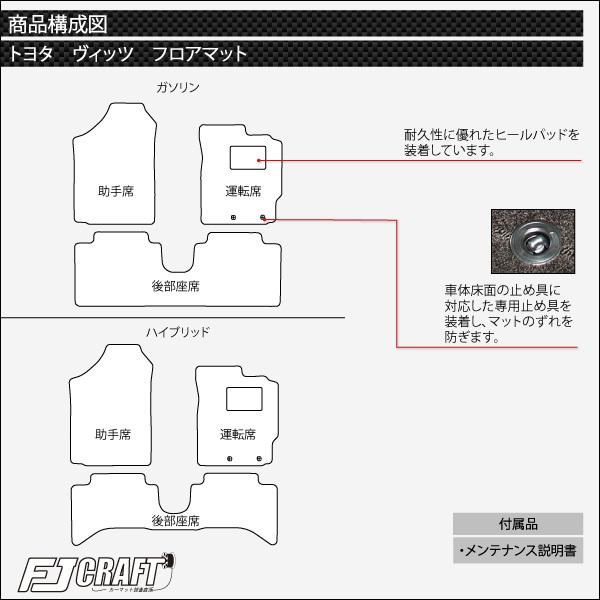 トヨタ ヴィッツ 130系 ガソリン車 ハイブリッド車 フロアマット ラゲッジマット (チェック)｜fujimoto-youhin｜05