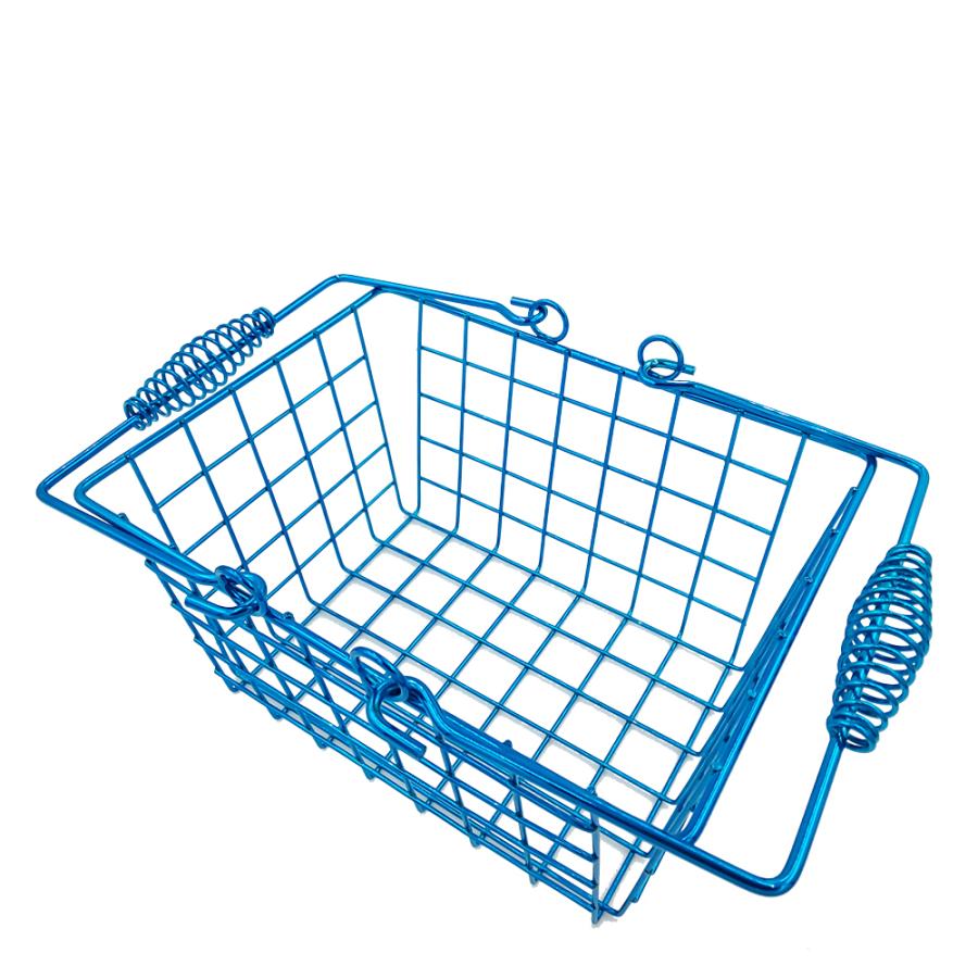 ワイヤーバスケット Sサイズ 小型 ブルー 青 カラー おしゃれ カラフル