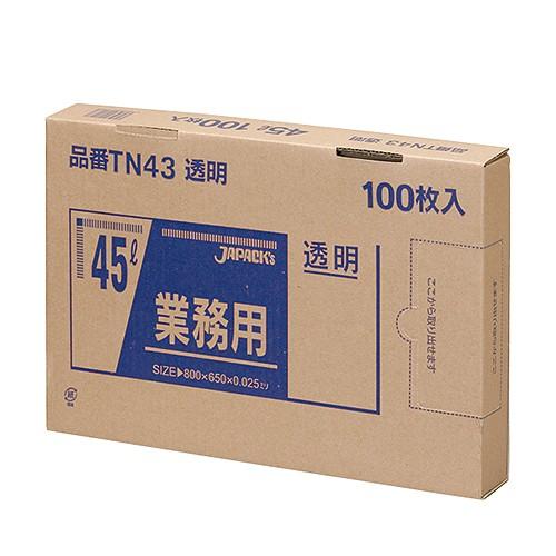 ゴミ袋 メタロセン配合ポリ袋シリーズ TN43 透明 45L 100枚箱入 業務用｜fujinamisquare