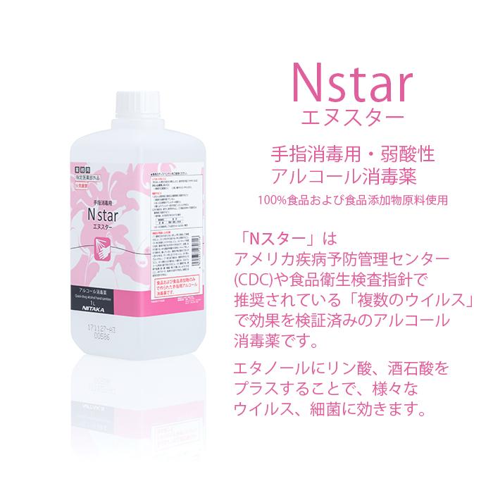 手指消毒用アルコール 75vol 以上 ニイタカ Nstar 1l 霧ポンプ ディスペンサー付き エヌスター エタノール消毒液 ウイルス対策 業務用 497565727071600 イーシザイ マーケット 通販 Yahoo ショッピング