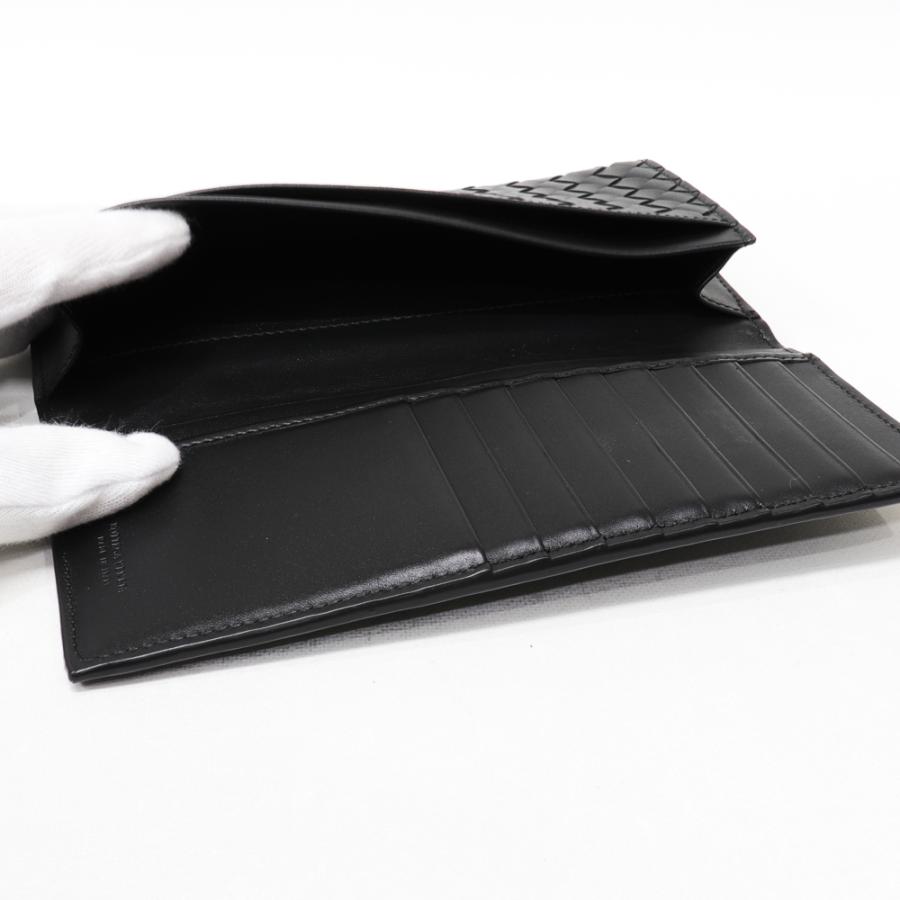 【保存袋付】ボッテガヴェネタ 二つ折り長財布 イントレチャート 黒 本革 ☆送料関税込☆BOTTEGA VENETA イントレチャート 二つ折り長財布