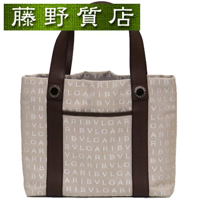 BVLGARI （美品）ブルガリ ロゴマニア キャンバス トートバッグ 