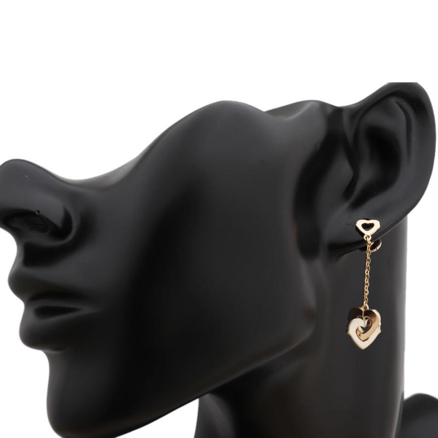 Cartier（カルティエ） ダブル ハート ピアス K18 PG × WG チェーン