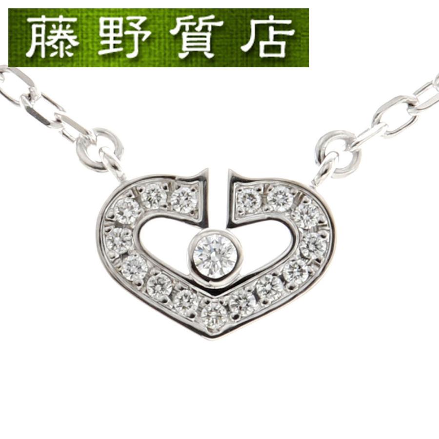 Cartier (美品) カルティエ CARTIER Cハート ダイヤ ネックレス K18 WG 