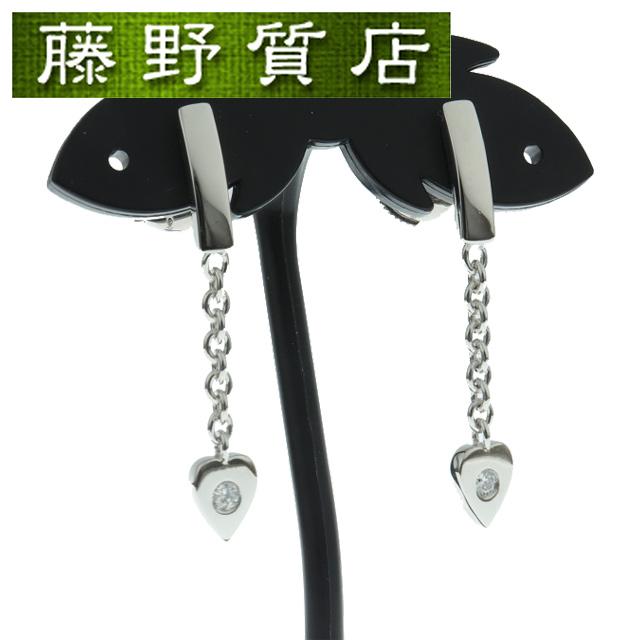美品) カルティエ CARTIER モナムール ハート ダイヤ ピアス K18 WG 