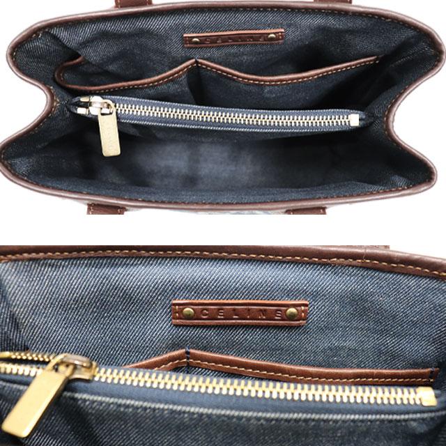 CELINEレザーショルダーバッグ CELINE セリーヌ デニム ミニ バック ハンドバッグ ブルー系