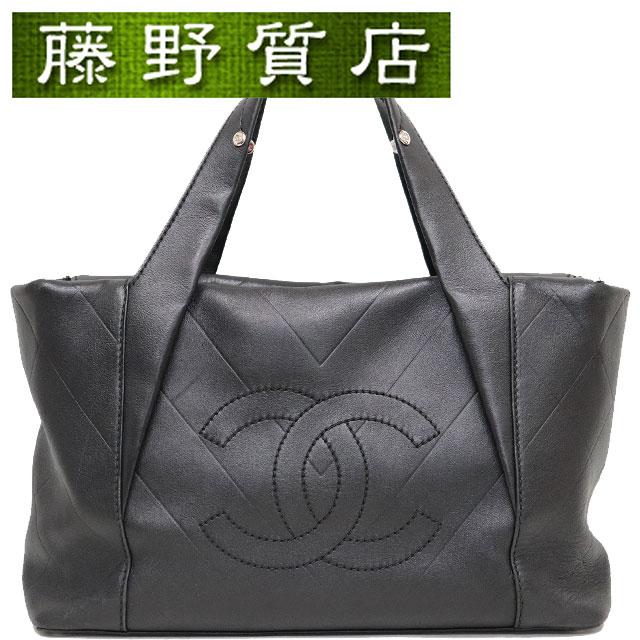 CHANEL（シャネル） ハンド バッグ 黒 レザー シルバー金具 S金具