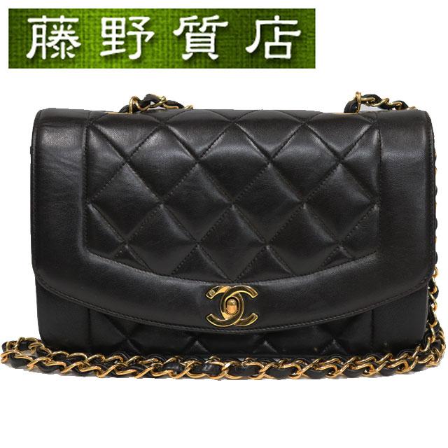 シャネル CHANEL ダイアナ チェーン ショルダー バッグ 斜め掛け 黒 × ボルドー ゴールド金具 ラムスキン 8208 マトラッセ シャネル CHANEL ダイアナ チェーン ショルダー バッグ