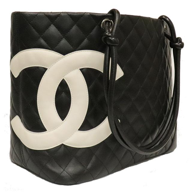 CHANEL シャネル カンボンライン トートバッグ ラムスキン 黒 CHANEL シャネル カンボンライン トートバッグ ラムスキン 黒