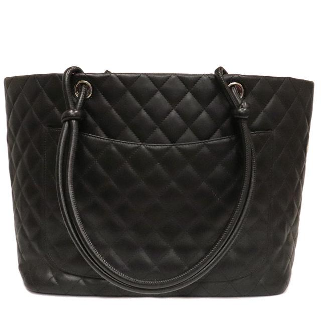 CHANEL シャネル カンボンライン トートバッグ ラムスキン 黒 CHANEL シャネル カンボンライン トートバッグ ラムスキン 黒
