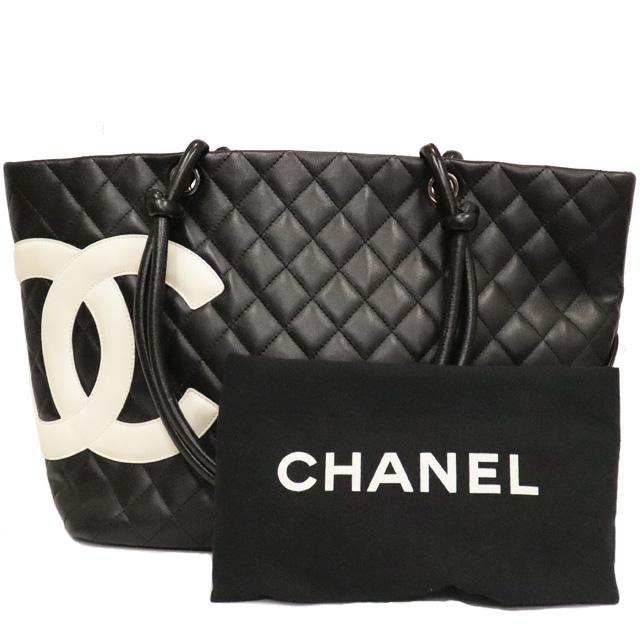 CHANEL シャネル カンボンライン トートバッグ ラムスキン 黒 CHANEL シャネル カンボンライン トートバッグ ラムスキン 黒