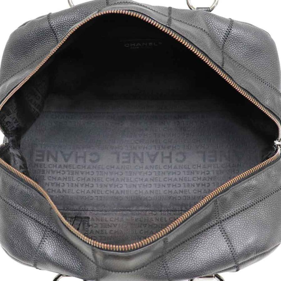 シャネル ミニボストンバック ブラック チョコバー ハンドバッグ キャビアスキン Chocolate bar シャネル CHANEL チョコバー ミニボストンバッグ