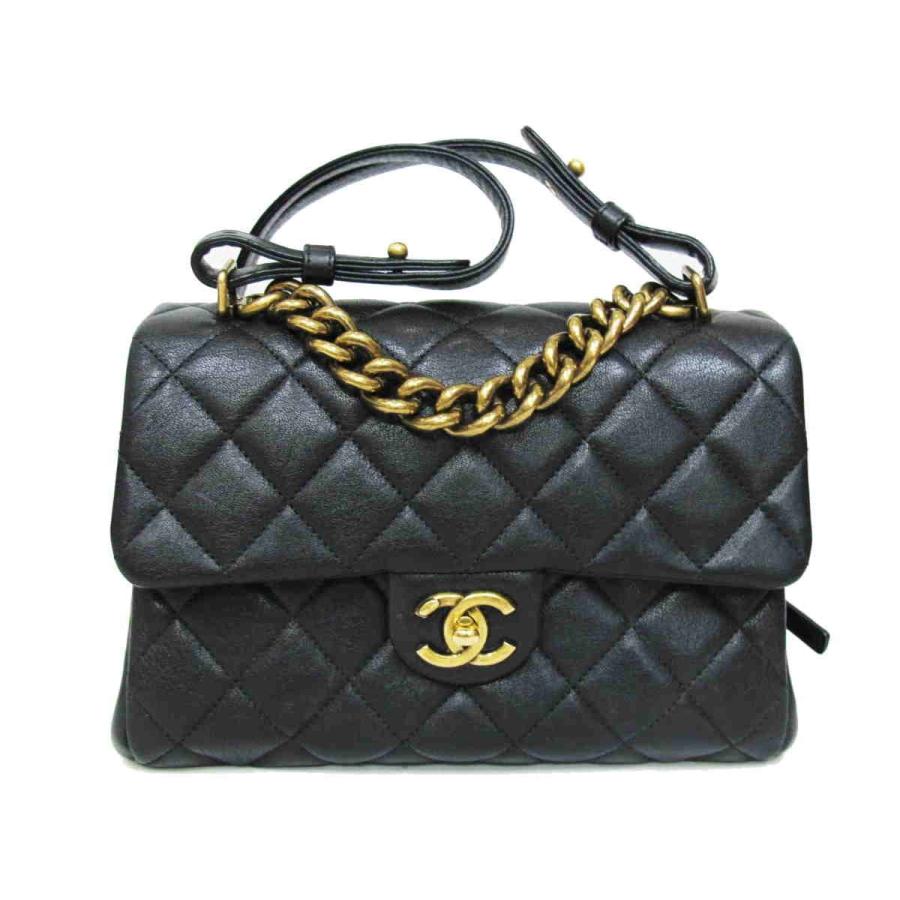 CHANEL マトラッセ ブラック レザー ショルダーバッグ シャネル マトラッセ24 Wチェーン ショルダーバッグ ブラック