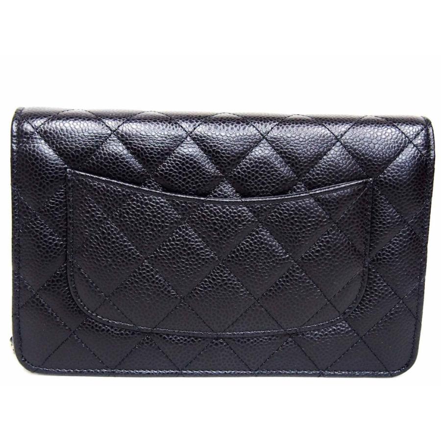 マトラッセ シャネル CHANEL チェーンウォレット キャビア 黒 シルバー
